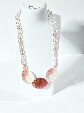 Gorgeous Hematoid Rose Quartz Beaded Artisan Necklace